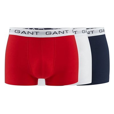Gant Pack of three red, navy and white cotton stretch hipster trunks